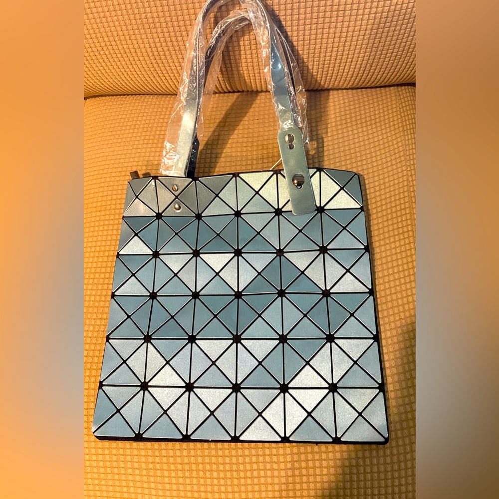 Contemporary iridescent blue purse